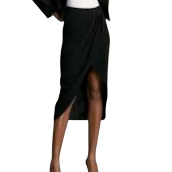 Aritzia Babaton Kinsley Faux Wrap Skirt Size 8 black - Picture 1 of 7